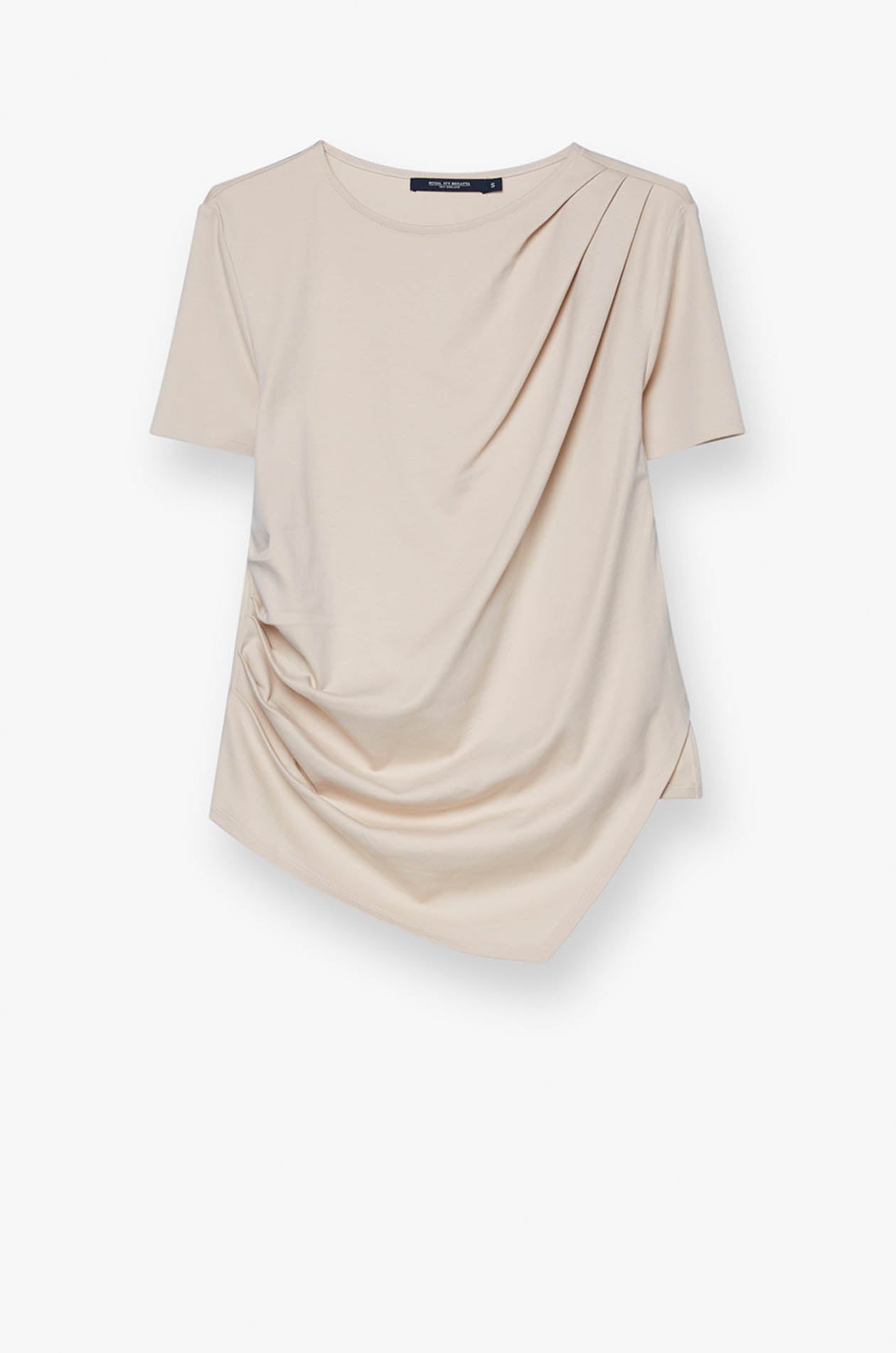 SHORT SLEEVE DRAPED TOP Beige / XL