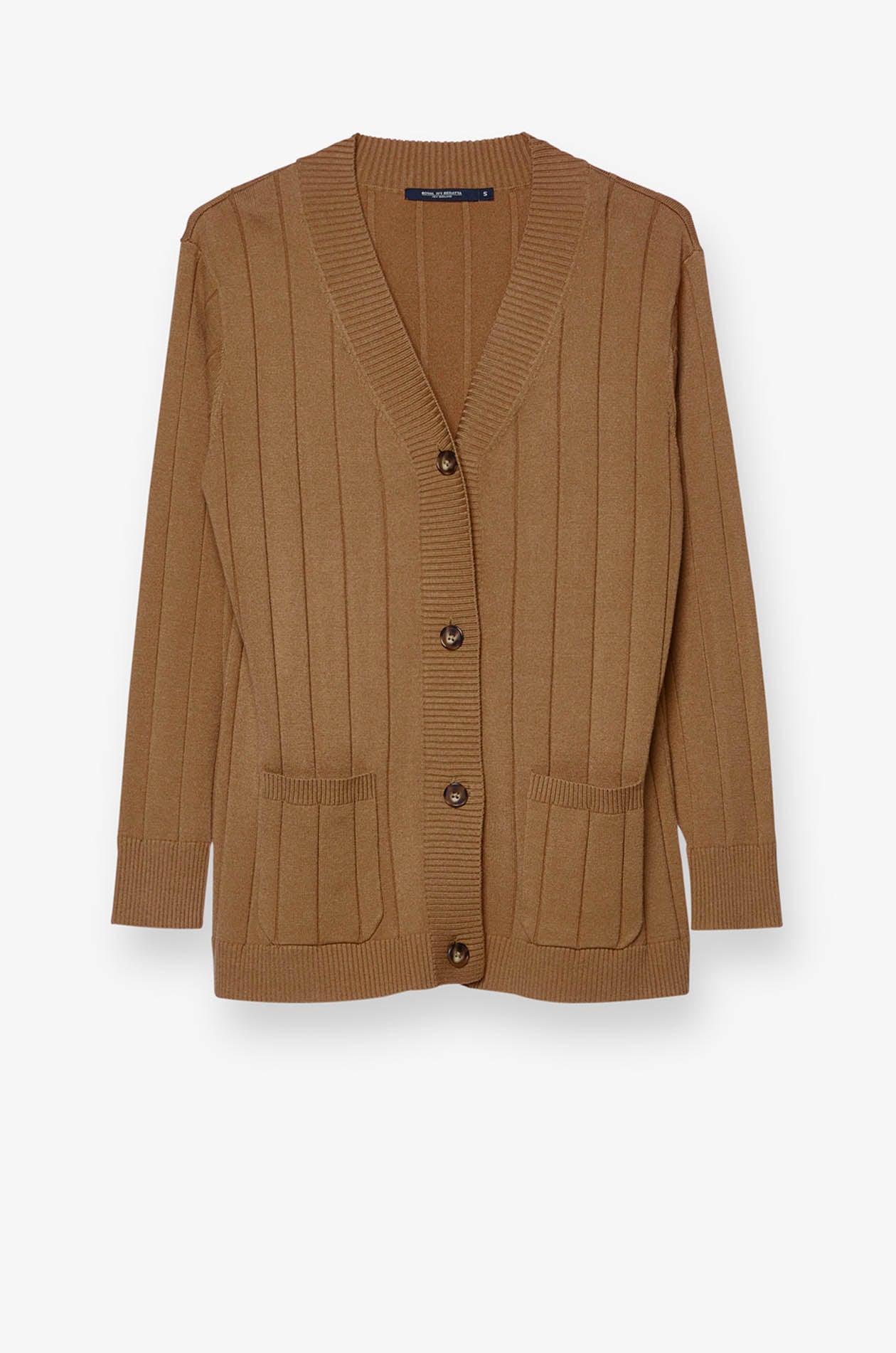 RIBBED KNIT CARDIGAN Brown / L