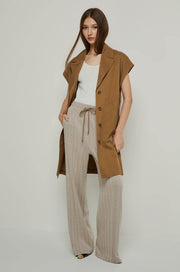 HERRINGBONE WIDE LEG PANTS Brown / XL