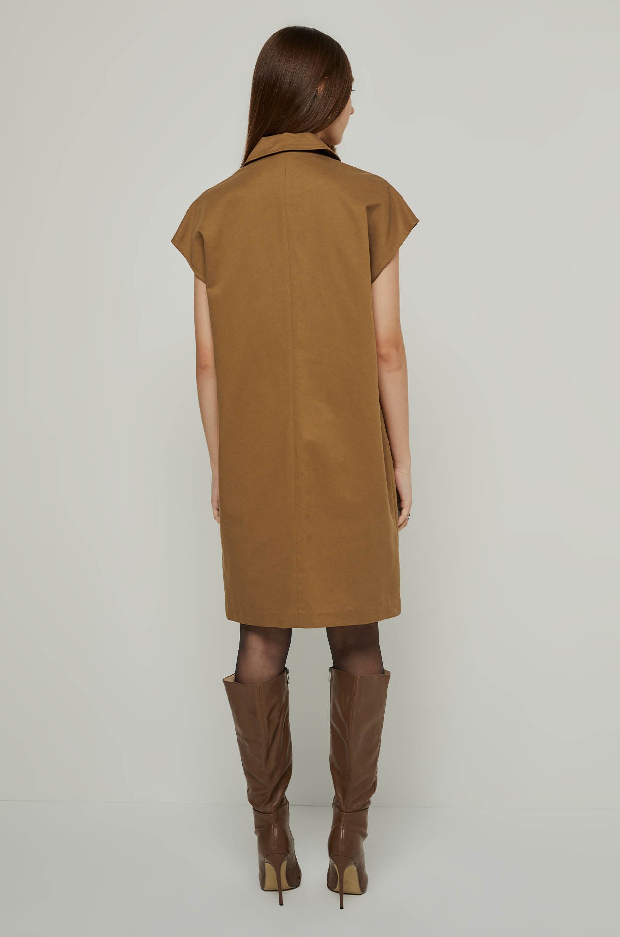 SLEEVELESS TRENCH MIDI DRESS Brown / XL