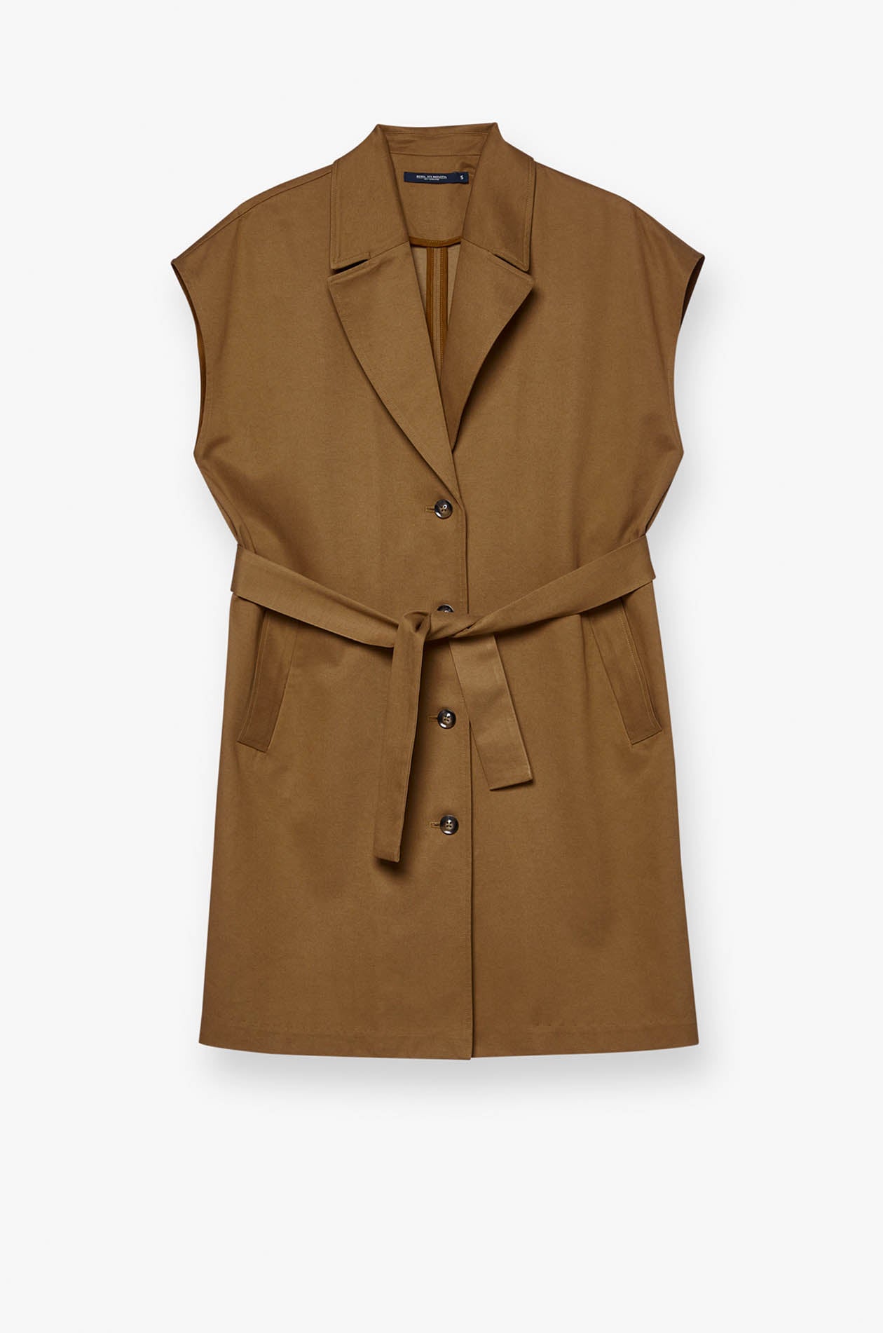 SLEEVELESS TRENCH MIDI DRESS Brown / XL