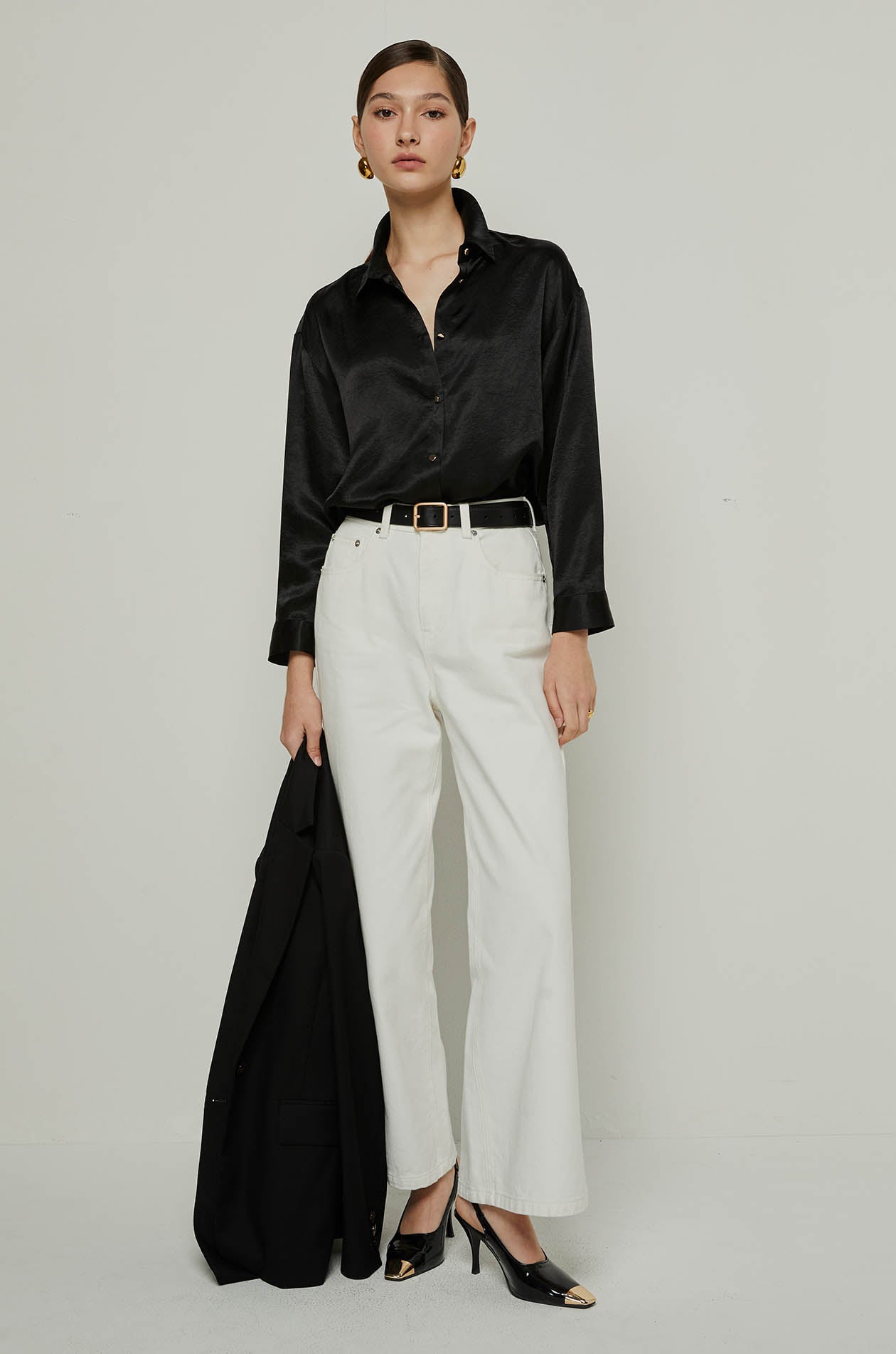 LONG SLEEVE BUTTON DOWN SHIRT Black / XL