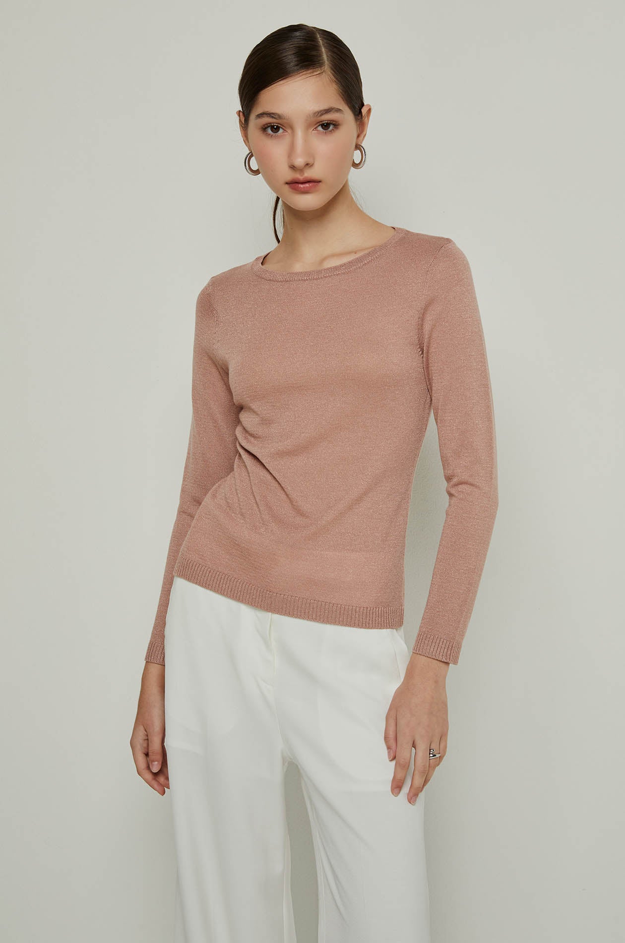 LUREX LONG SLEEVE TOP Pink / XL