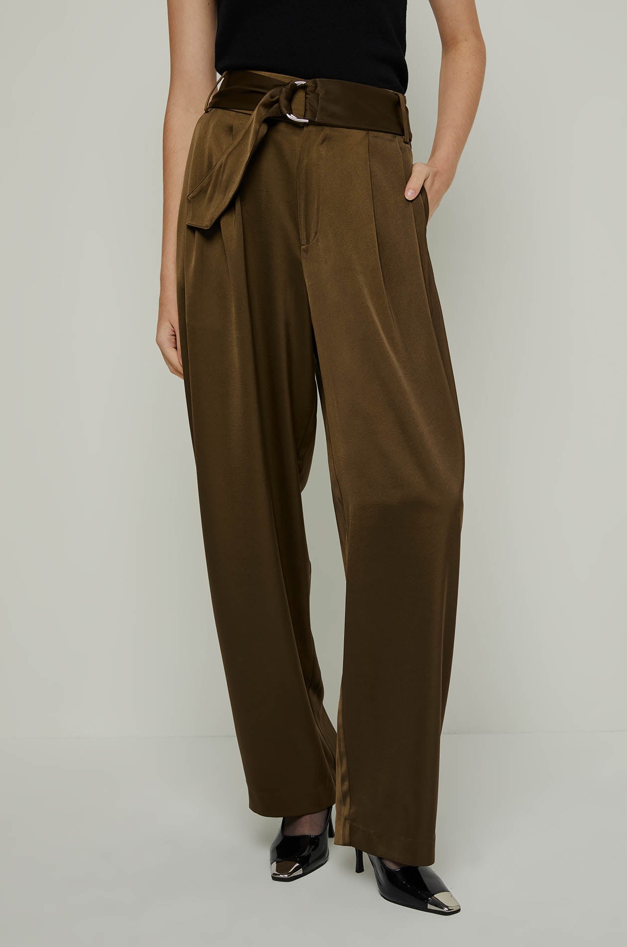 BELTED BARREL LRG PANTS Green / XL