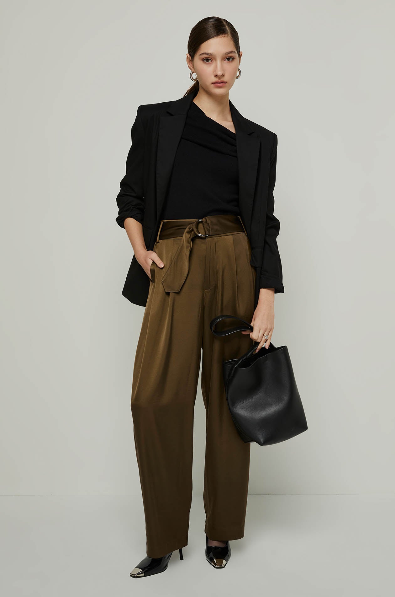 BELTED BARREL LRG PANTS Green / XL