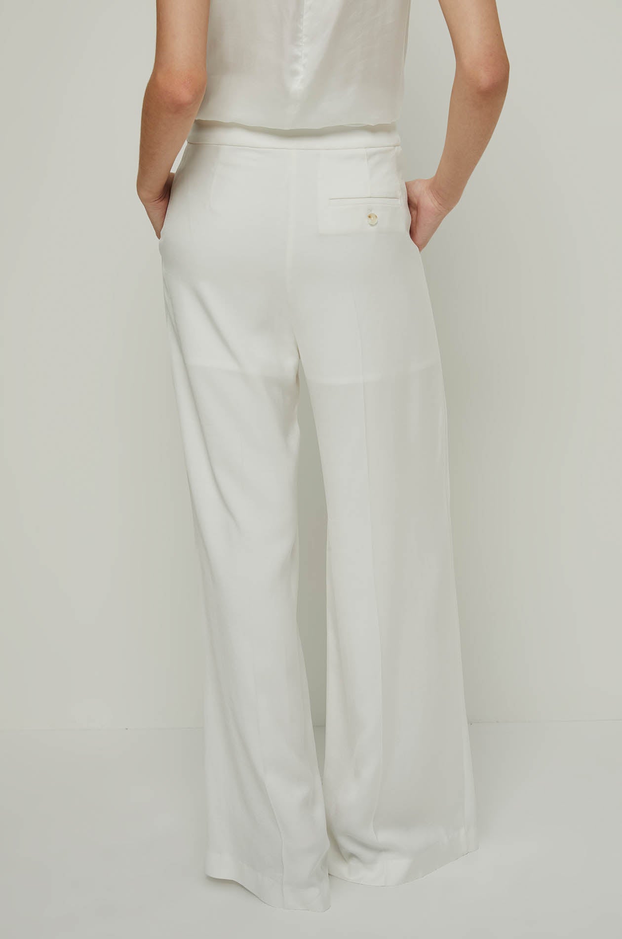 FULL-LENGTH WIDE LEG PANTS Cream / XL