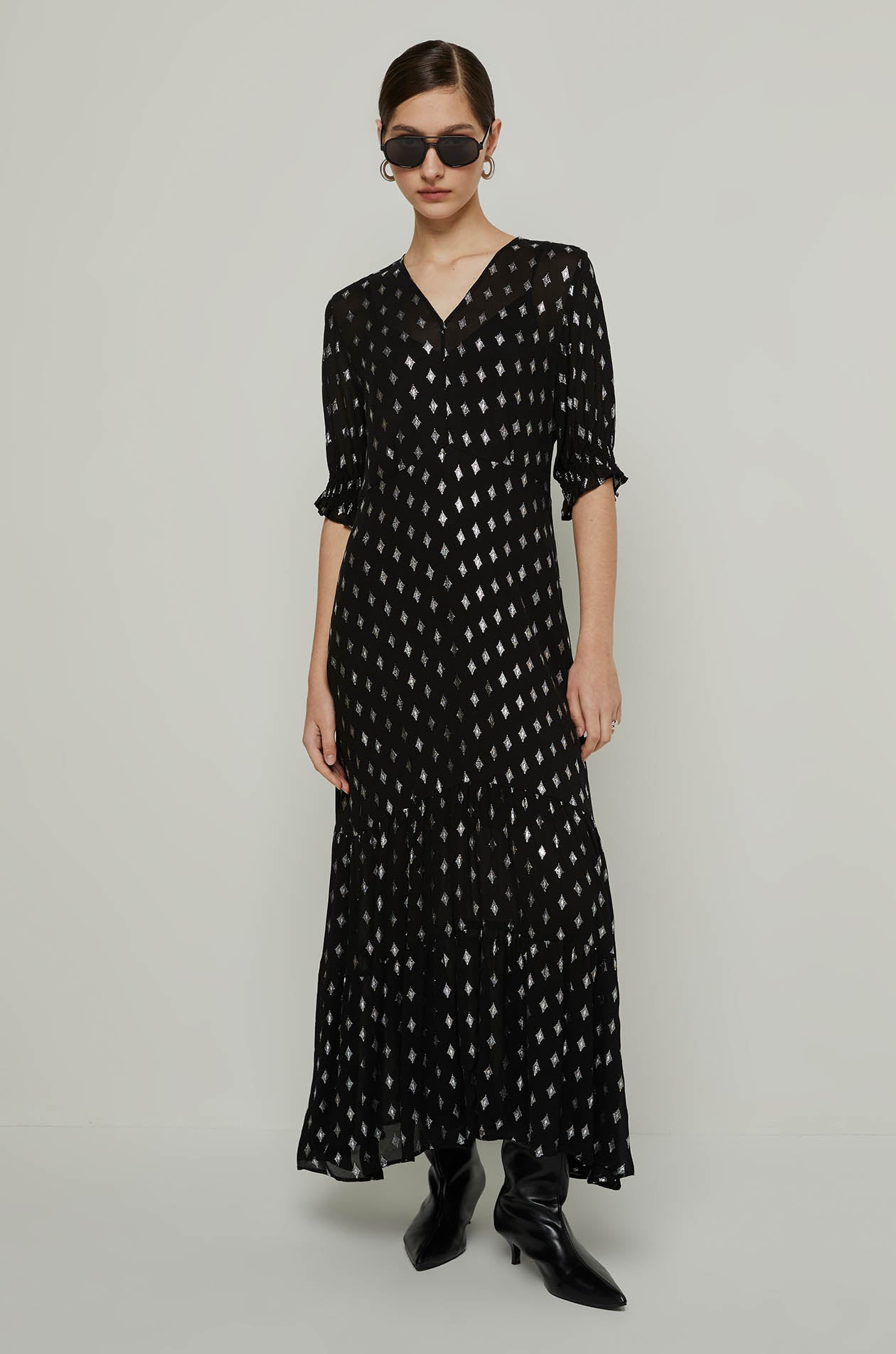 METALLIC DIAMOND SHAPE MAXI DRESS