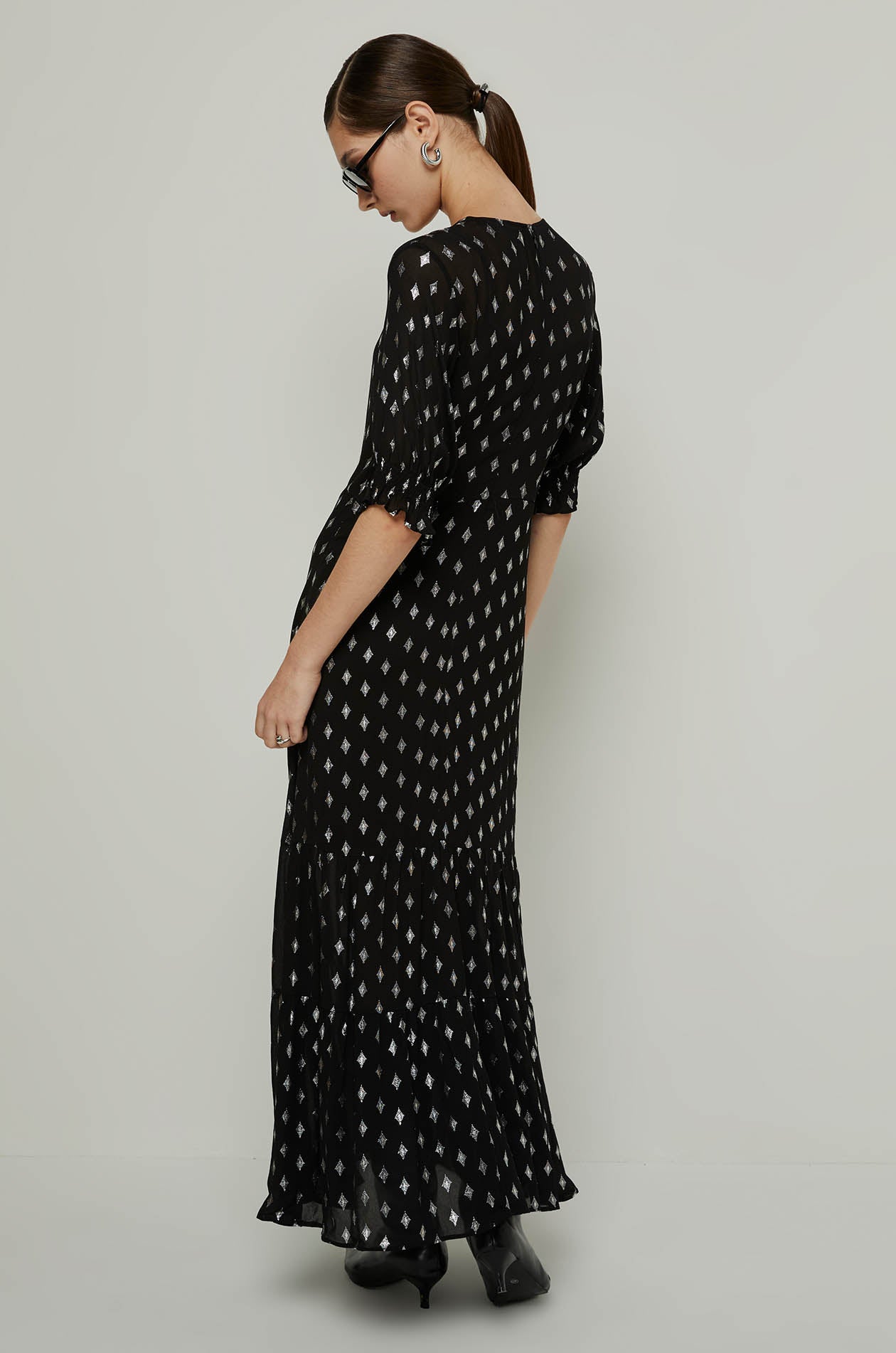 METALLIC DIAMOND SHAPE MAXI DRESS