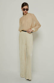 VELVET PLEATED PANTS