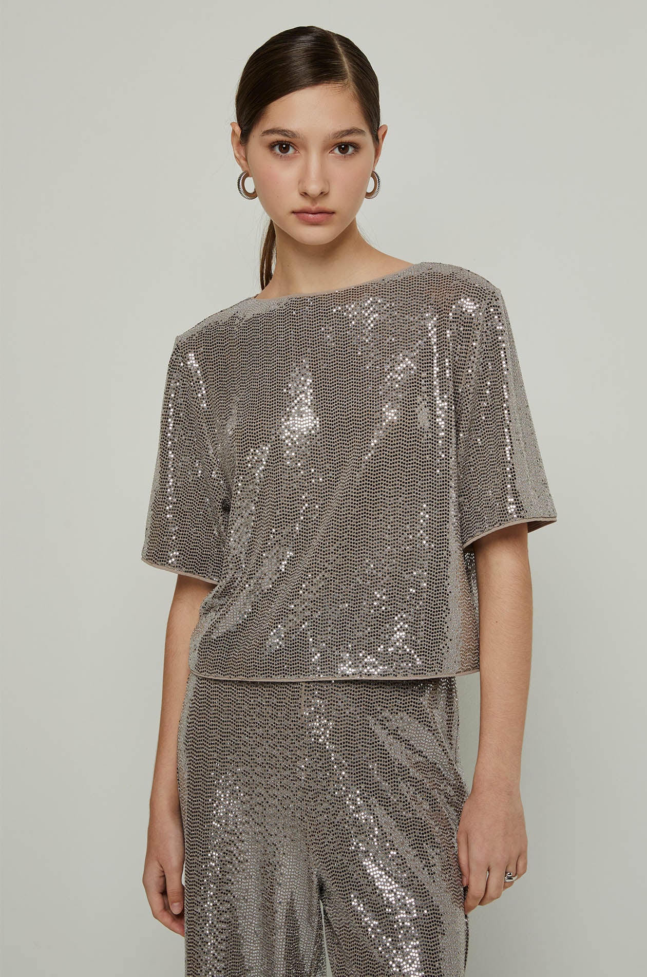 SEQUINED BOXY TEE