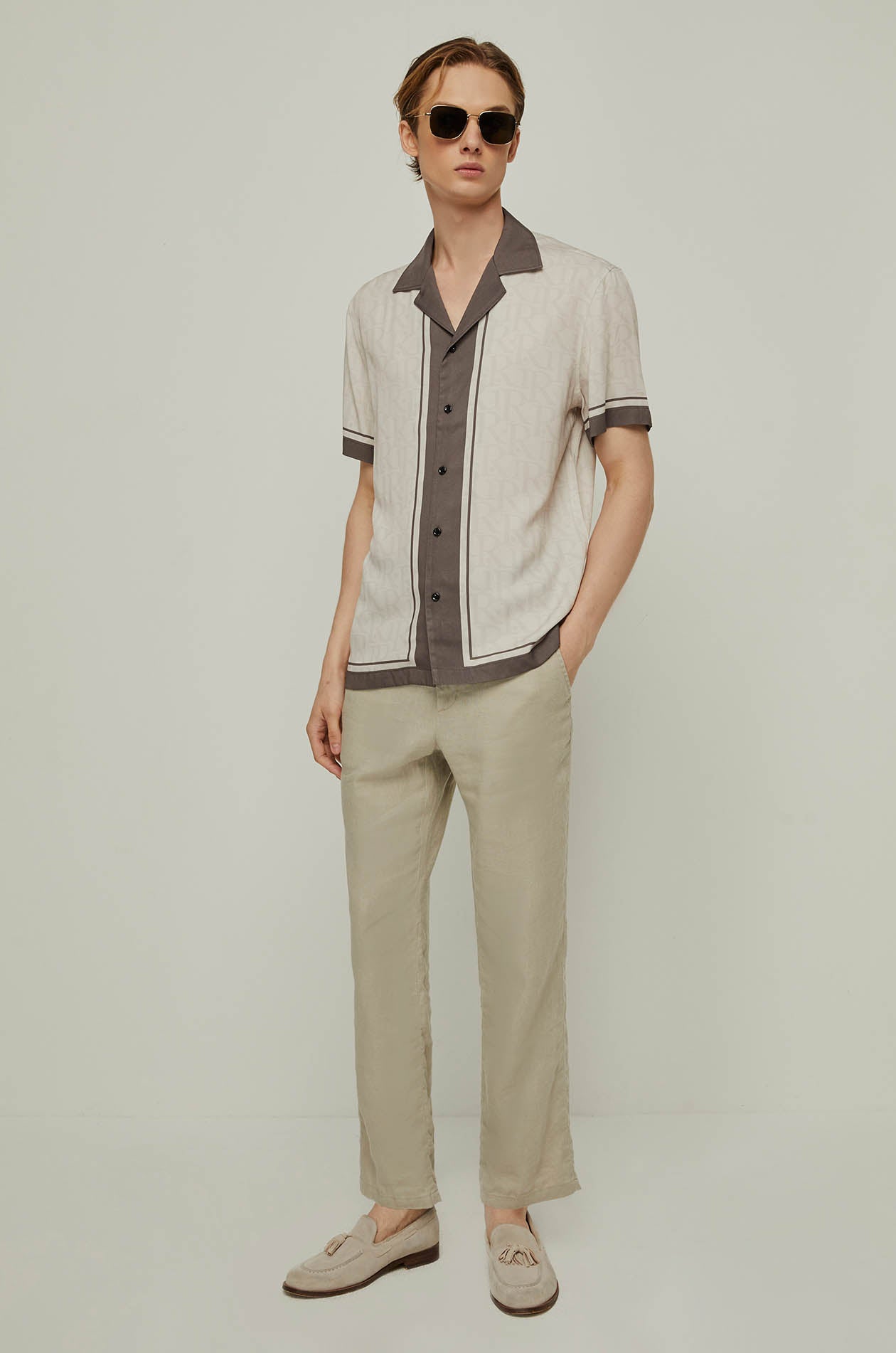 RIR MONOGRAM PRINTED CAMP SHIRT