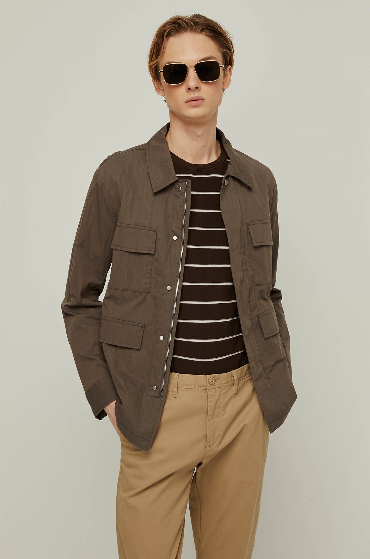 BROWN STRIPED KNIT TEE