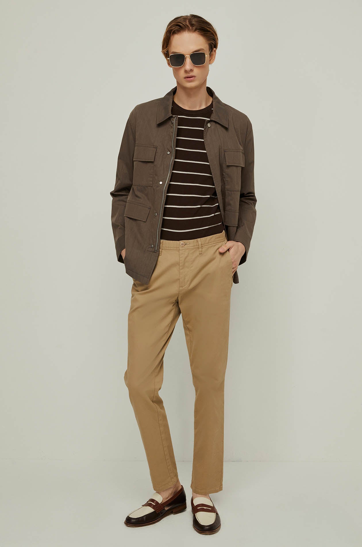 BROWN STRIPED KNIT TEE