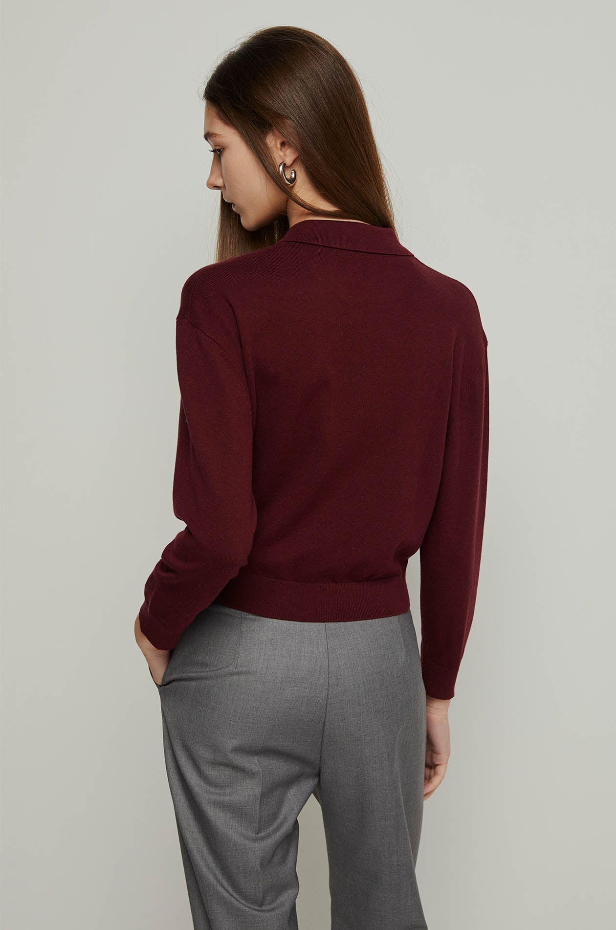 LONG SLEEVE KNITTED POLO