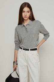 LONG SLEEVE KNITTED POLO