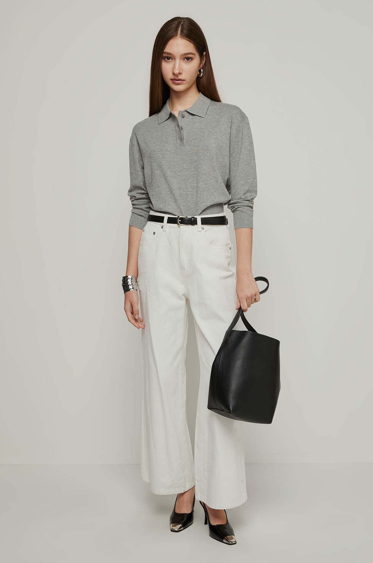 LONG SLEEVE KNITTED POLO