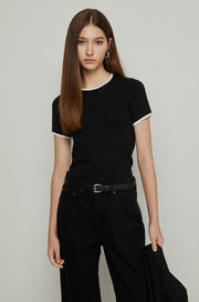CONTRAST TRIM KNITTED TEE