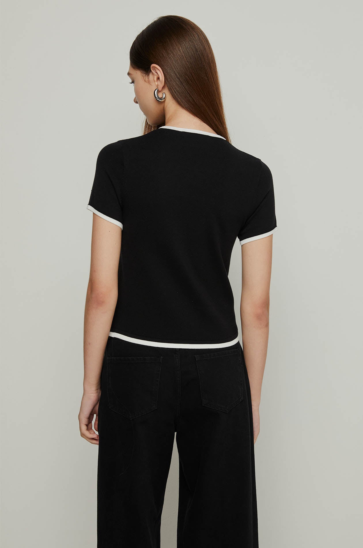 CONTRAST TRIM KNITTED TEE