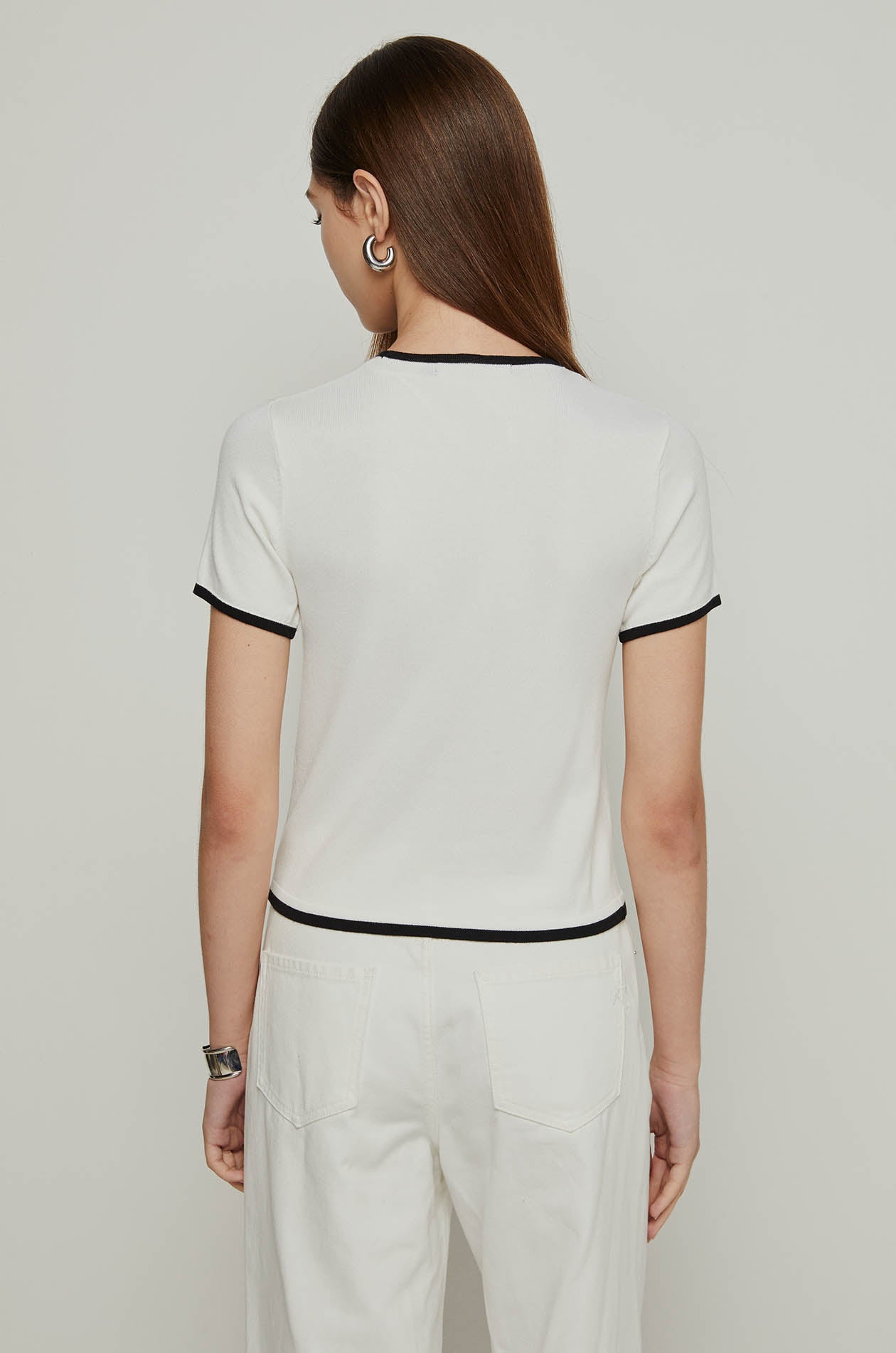 CONTRAST TRIM KNITTED TEE