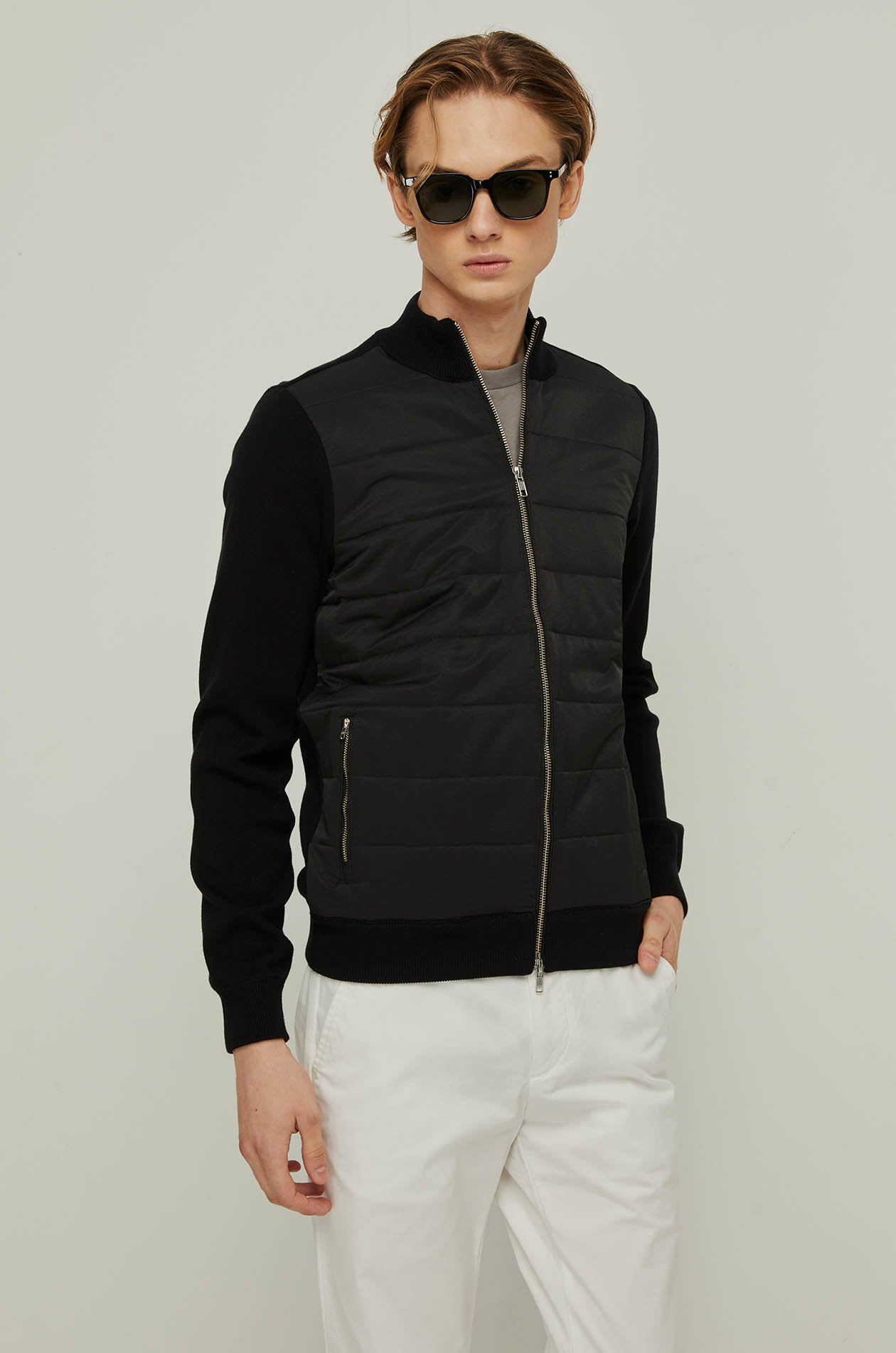 PADDED KNIT ZIP-UP JACKET