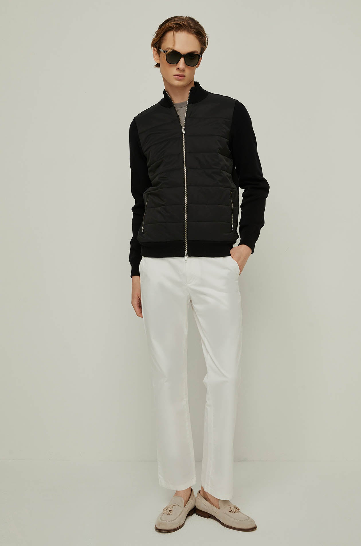 PADDED KNIT ZIP-UP JACKET