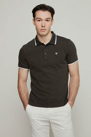 CONTRAST PIPING TWILL POLO