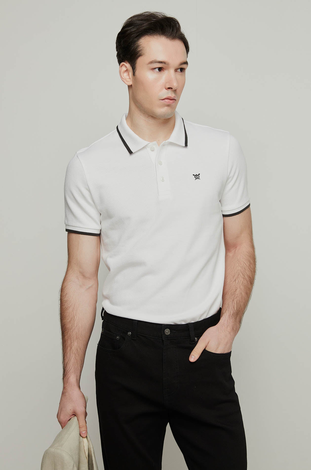 CONTRAST PIPING TWILL POLO