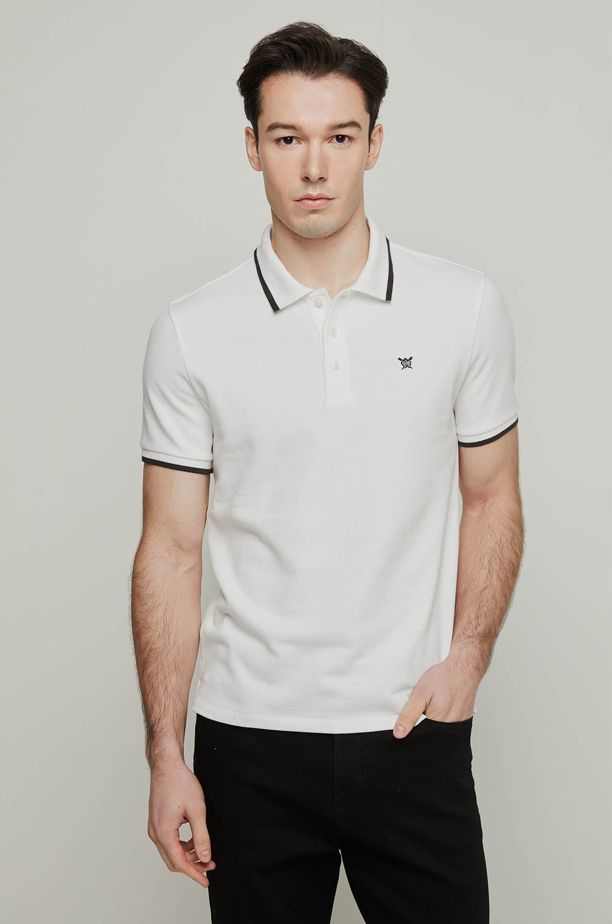 CONTRAST PIPING TWILL POLO