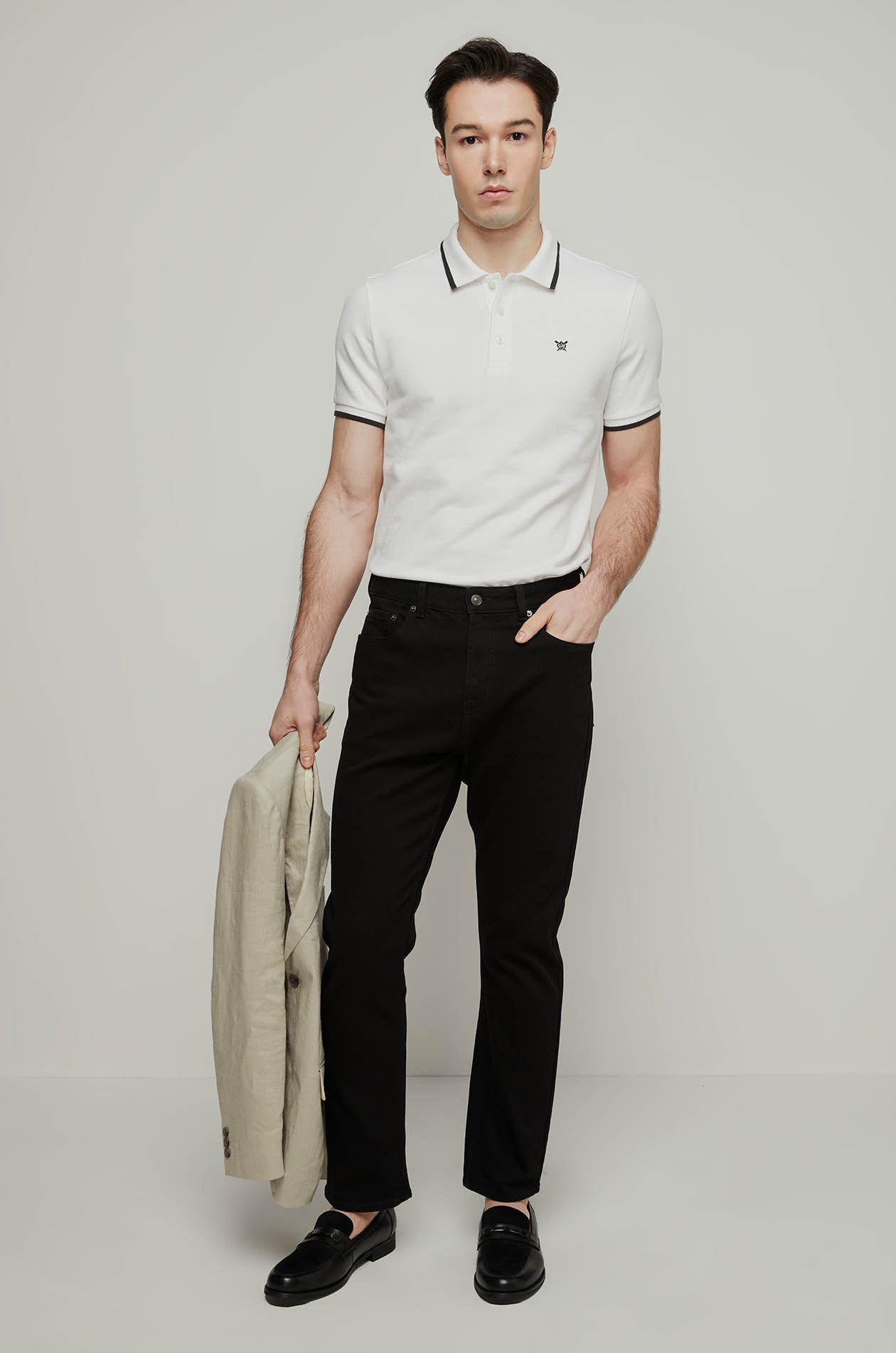 CONTRAST PIPING TWILL POLO