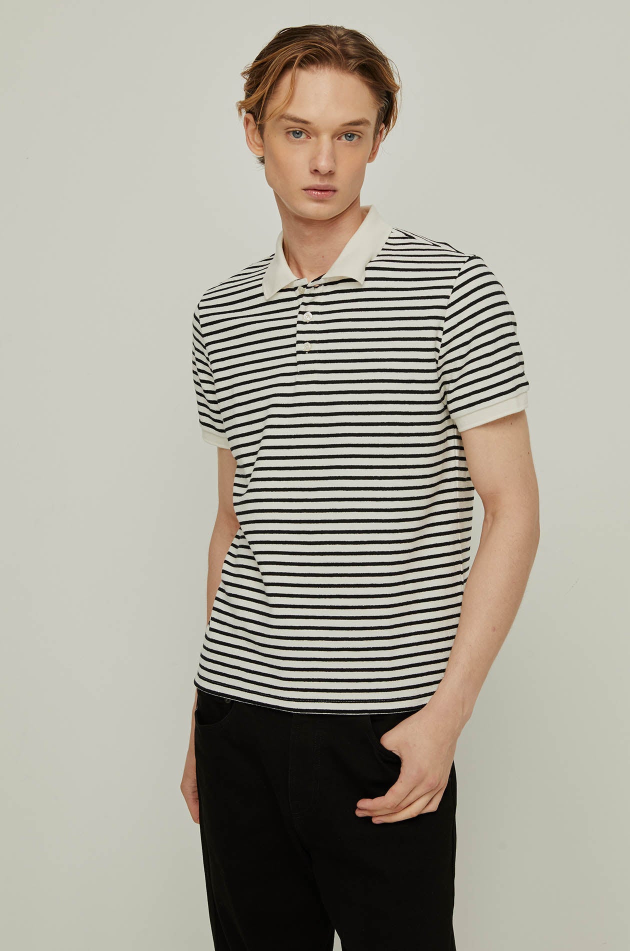 STRIPED PRINTED POLO SHIRT