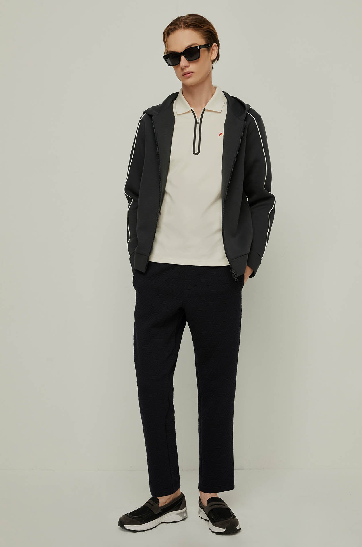 RIR RACING LOGO HALF-ZIP POLO
