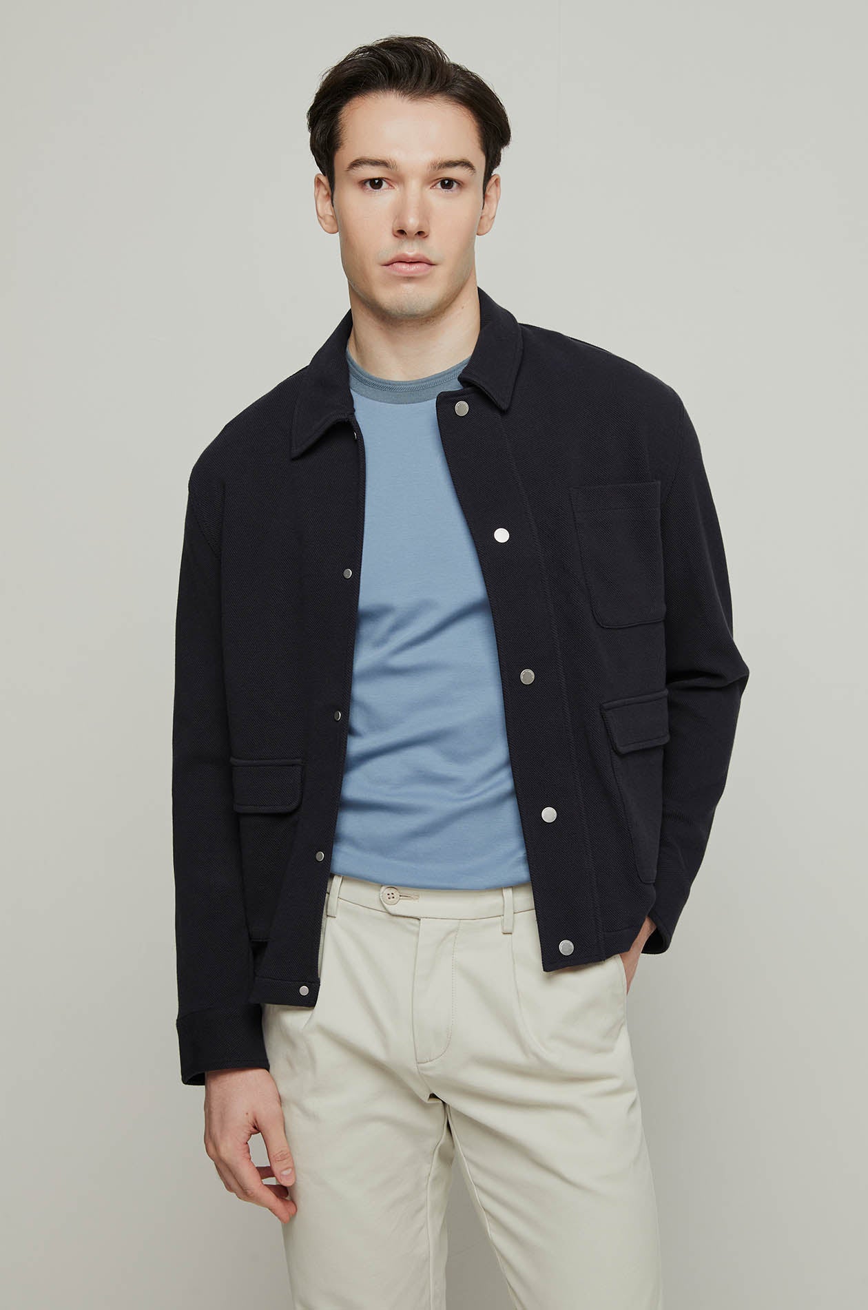 STRIPED JACQUARD COLLAR TEE