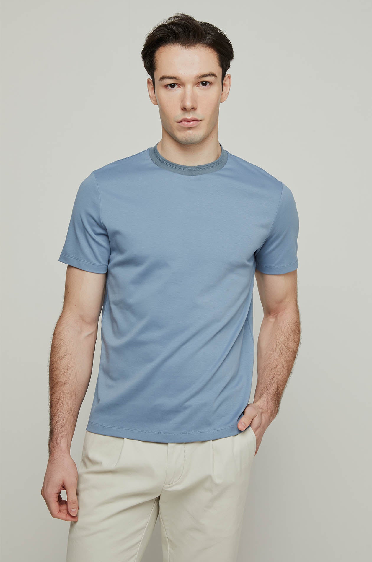 STRIPED JACQUARD COLLAR TEE