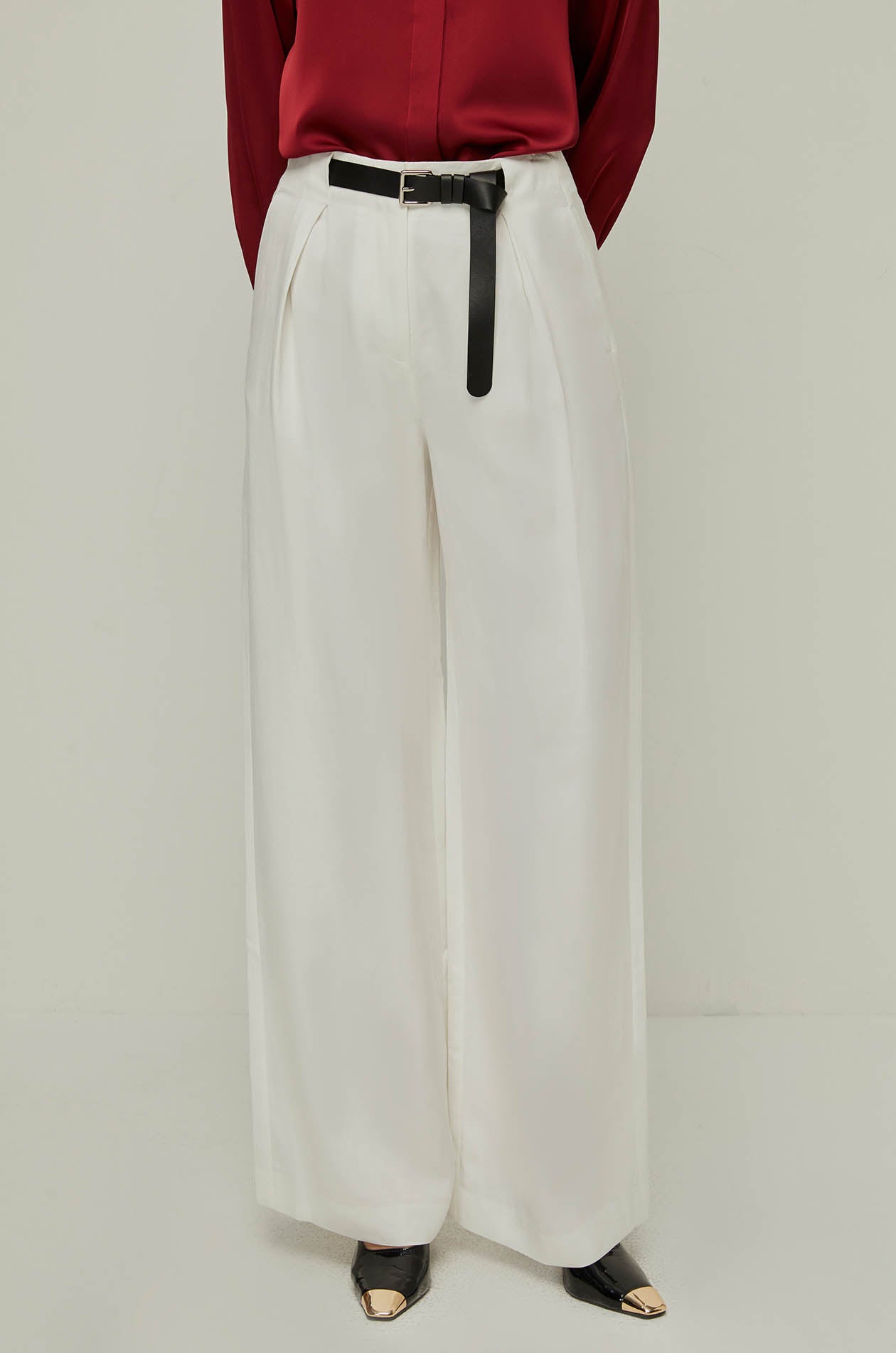 CLASSIC WIDE LEG  BELTED PANTS