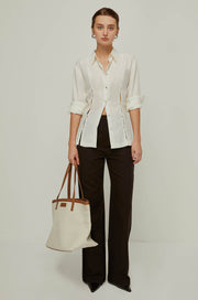BASIC HIGH WAIST WIDE LEG PANTS