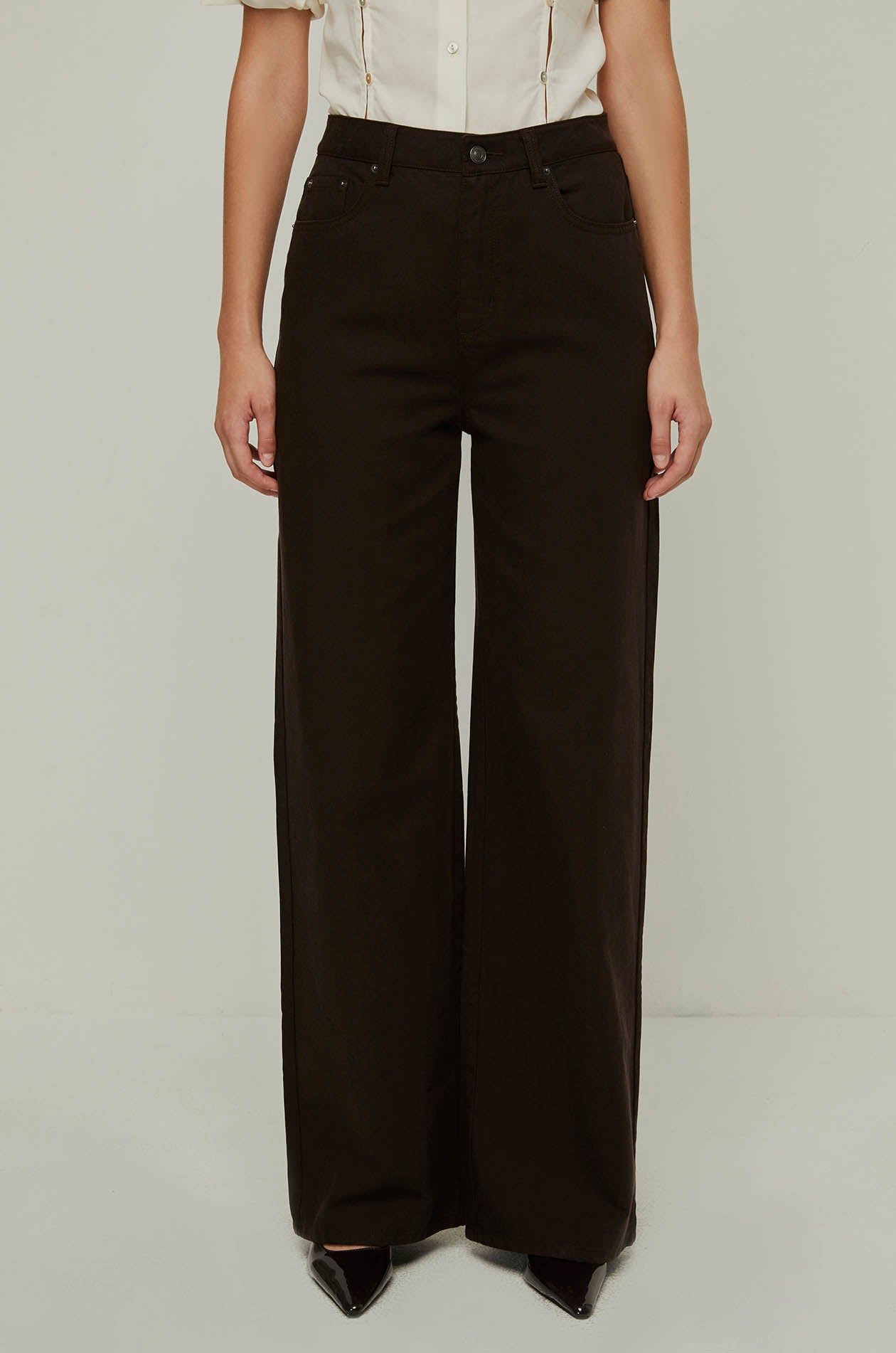 BASIC HIGH WAIST WIDE LEG PANTS