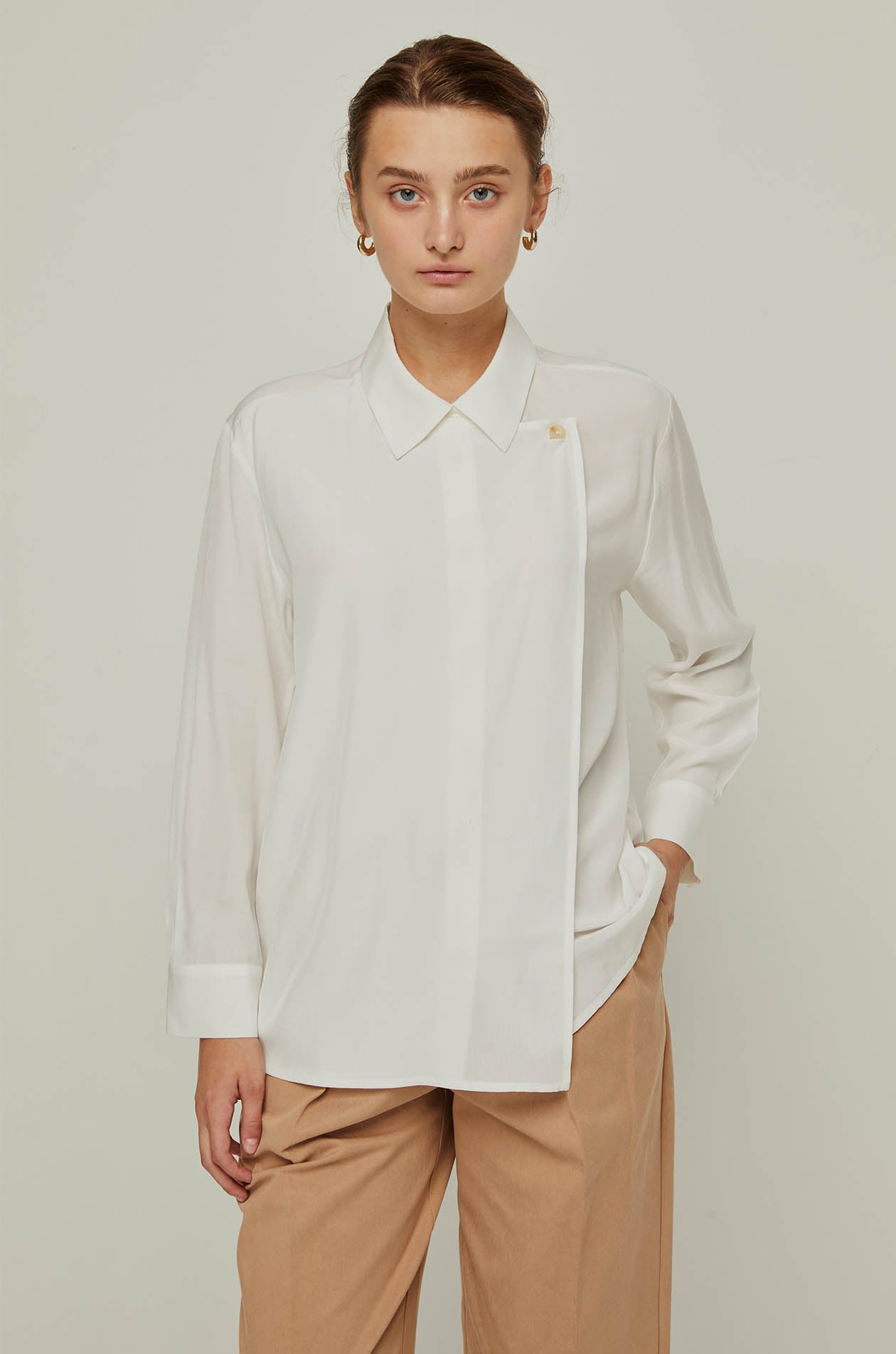WHITE LAYERED LONG SLEEVE SHIRT