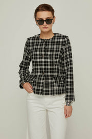 CHECKERED TWEED BLOUSE