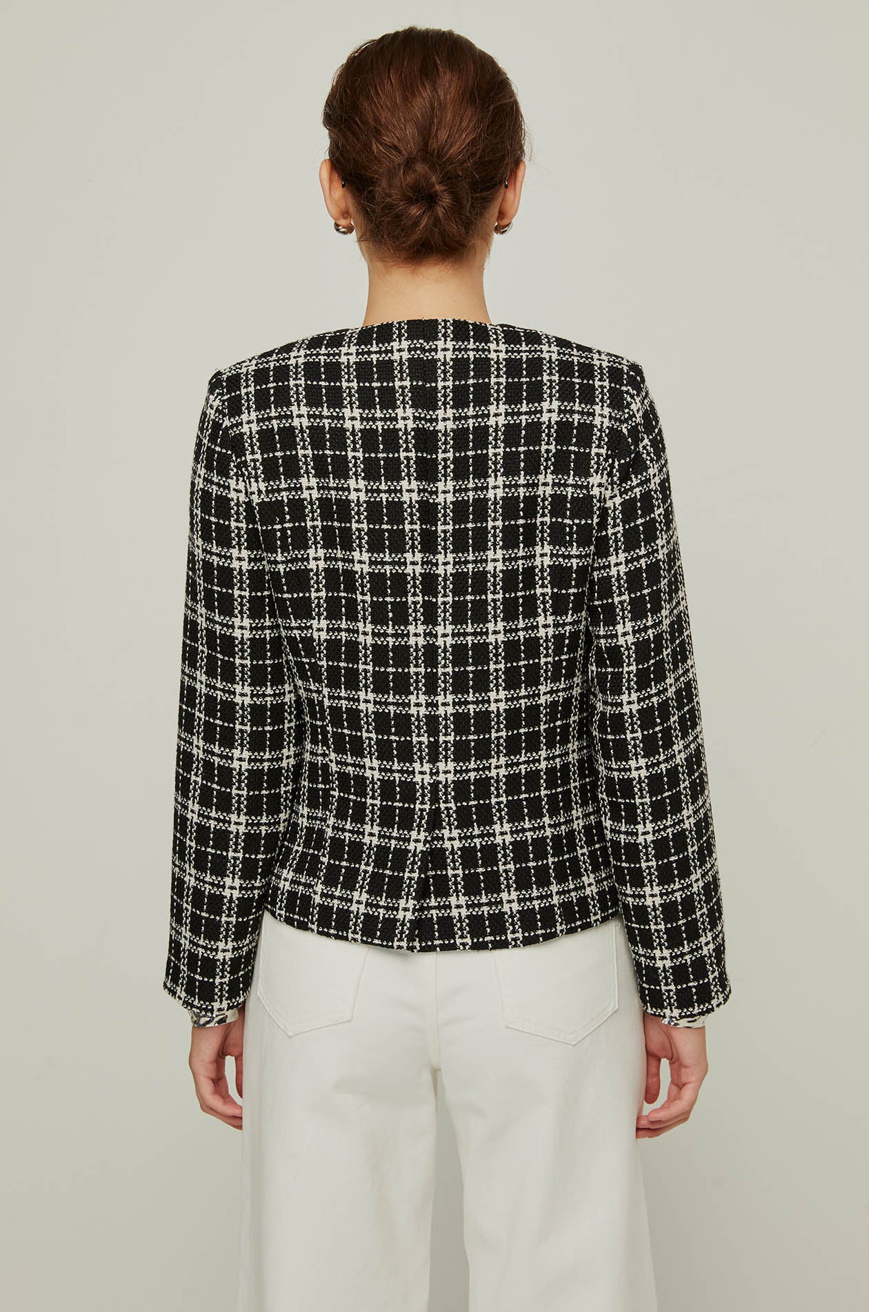 CHECKERED TWEED BLOUSE