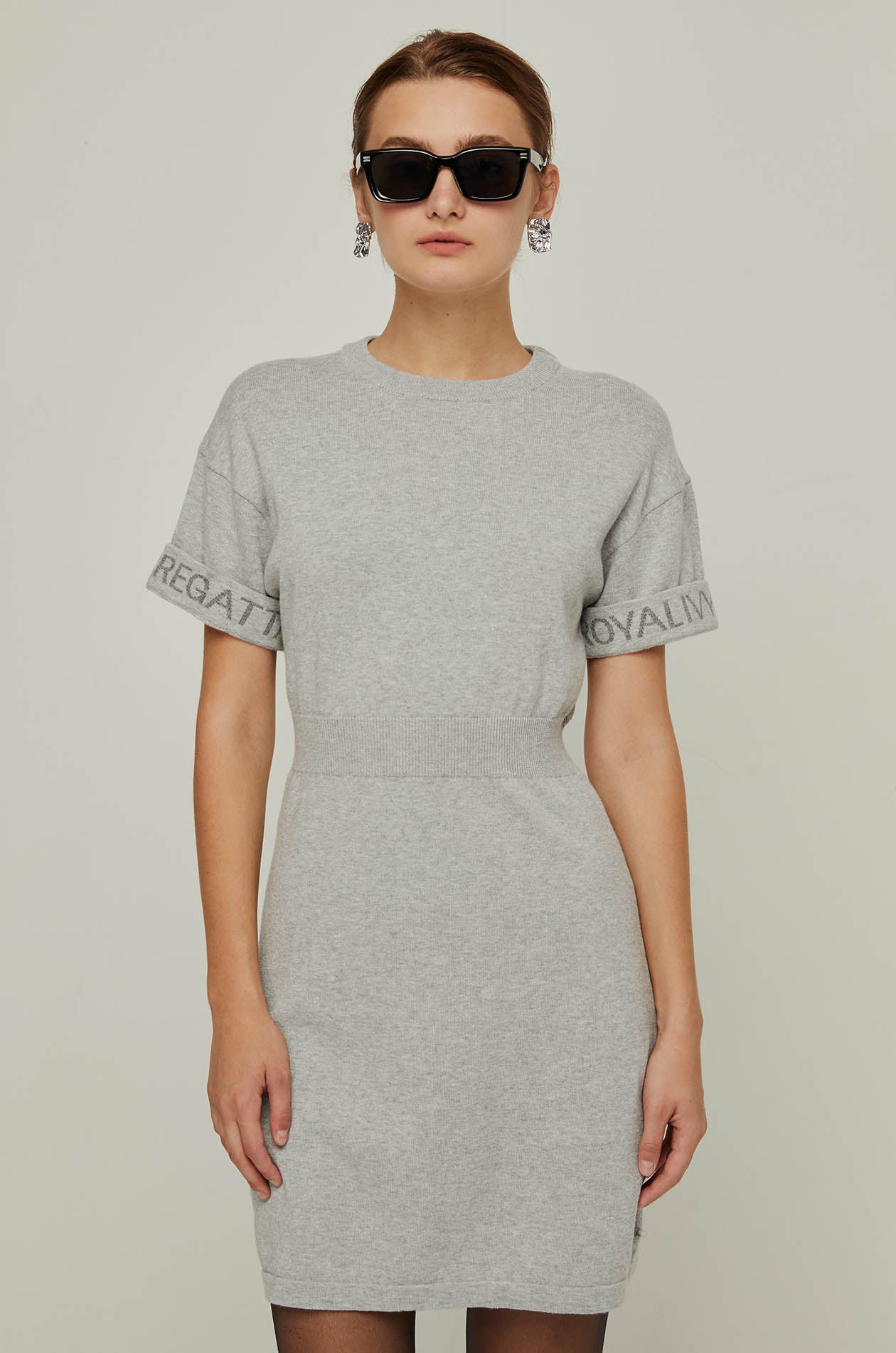SHORT SLEEVE RIBBED WAIST DRESS