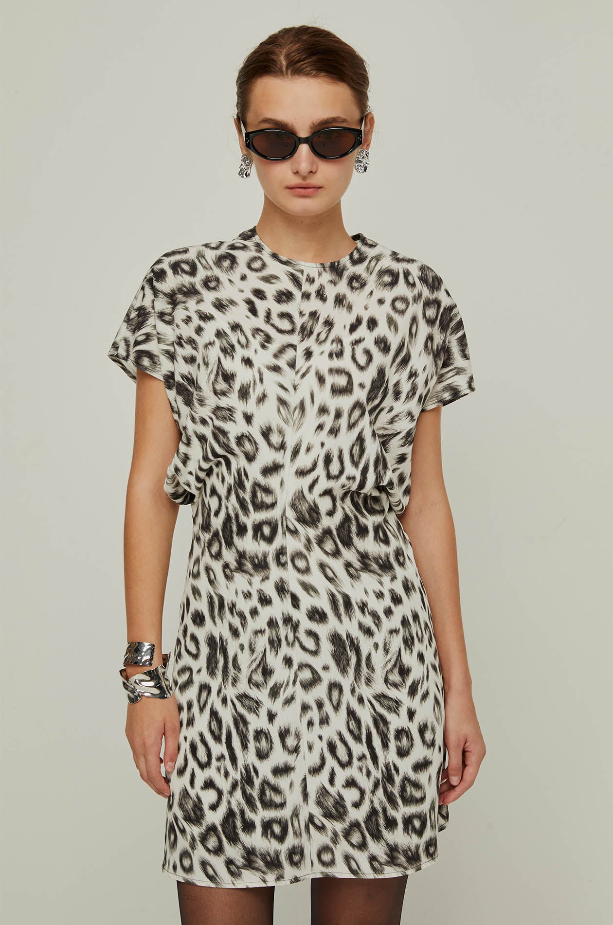 LEOPARD PRINTED TAPERED DRESS