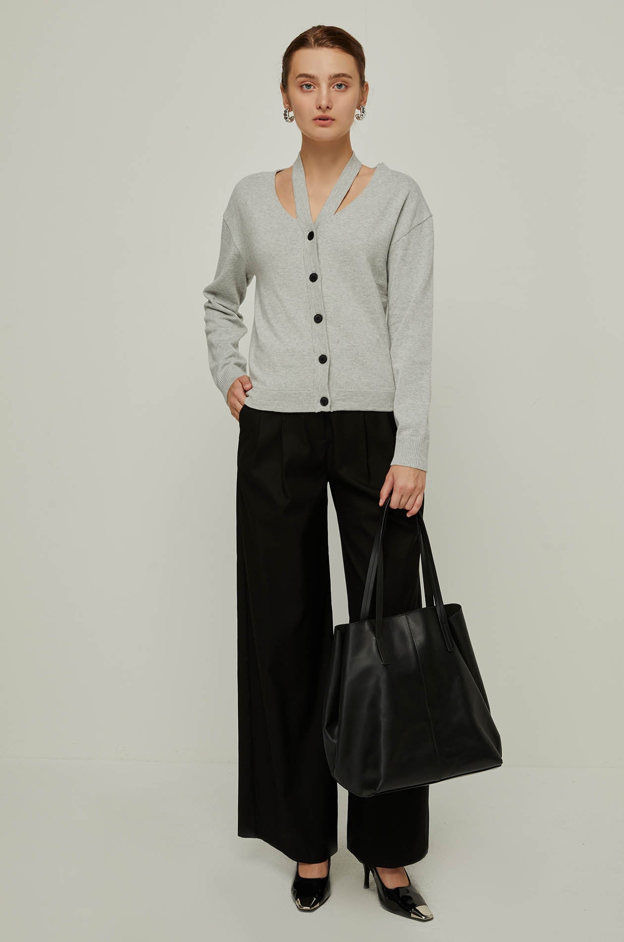 COLLAR PANEL KNIT CARDIGAN
