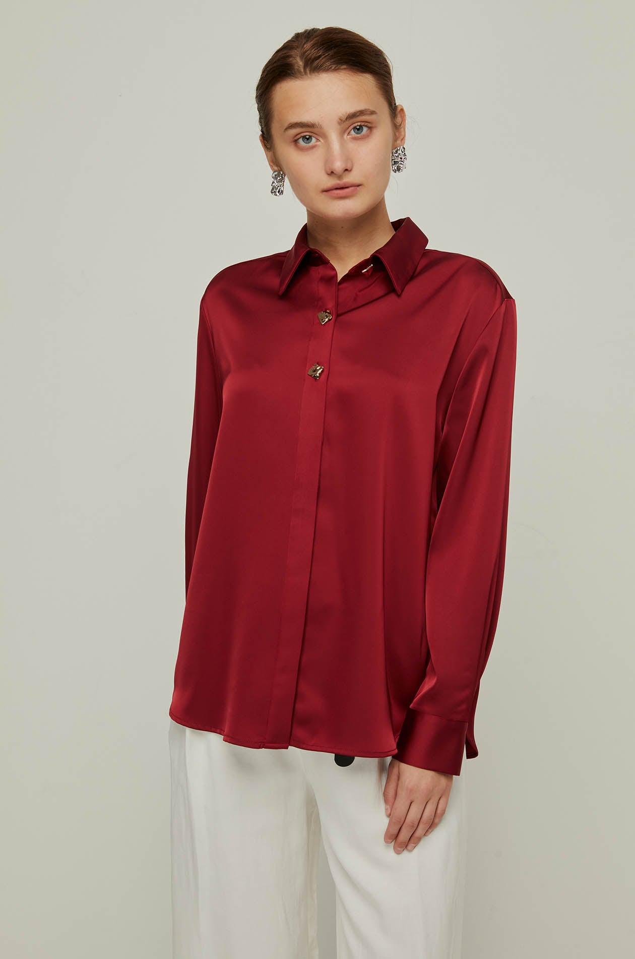 GOLD BUTTON SATIN SHIRT