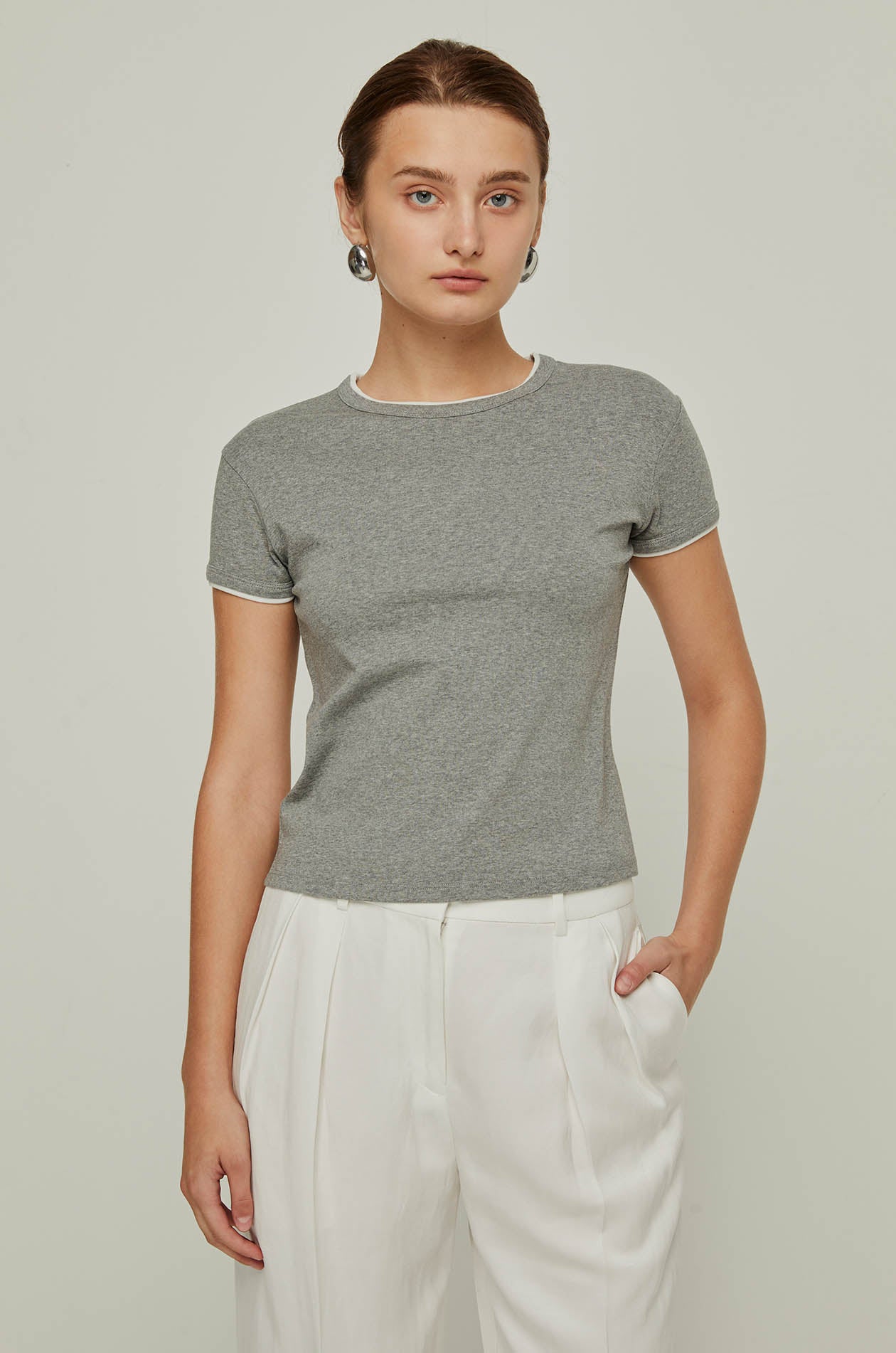 CONTRAST LAYERED TRIM BABY TEE