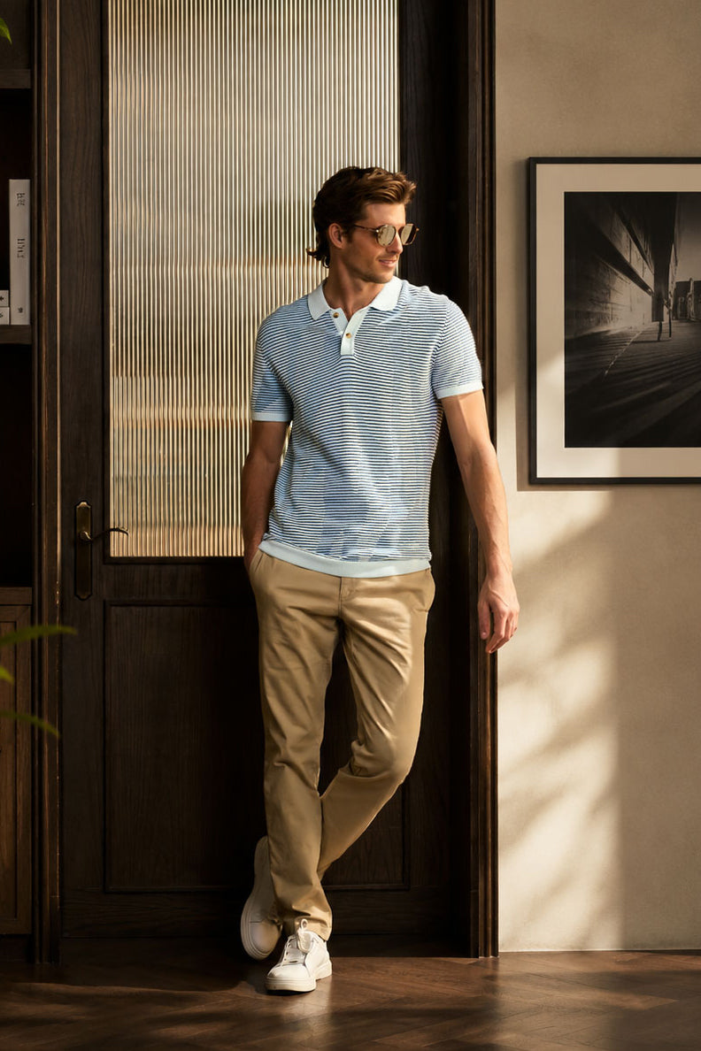 KNITWEAR FLORAL TEXTURE POLO