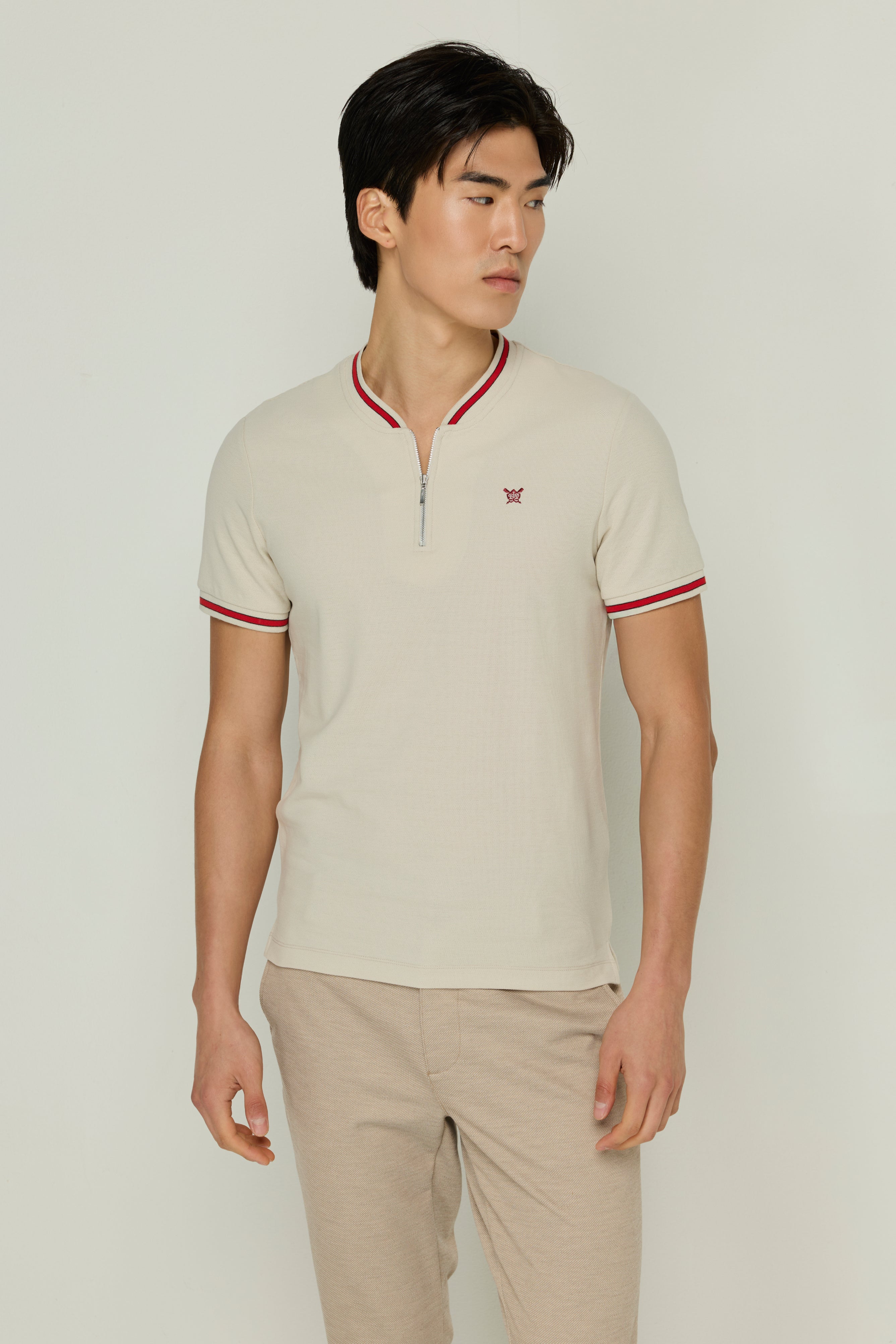 ZIPPER HENLEY SHIRT PIQUE