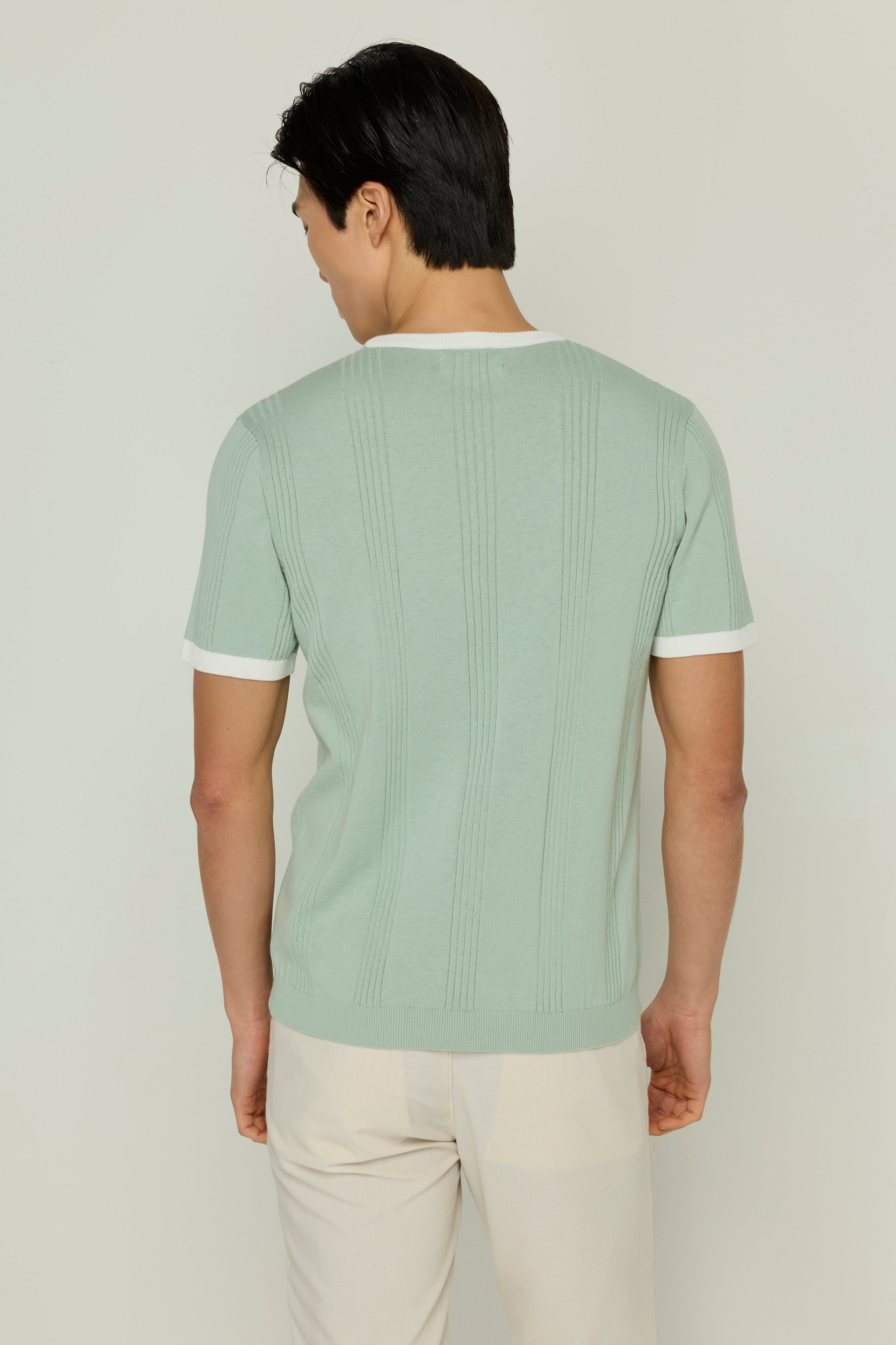 KNITWEAR  RIB STRIPE LOGO T-SHIRT