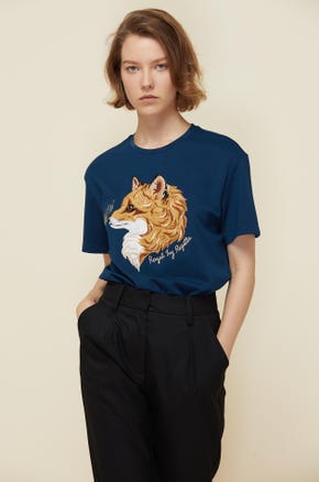 FOX-WITH-BUTTERFLY GRAPHIC TEE