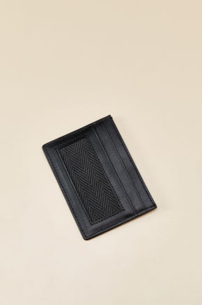 LEATHER CARD HOLDER WITH JACQUARD DETAIL