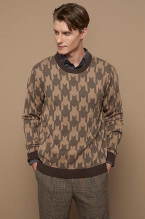 HOUNDSTOOTH JACQUARD KNIT PULLOVER